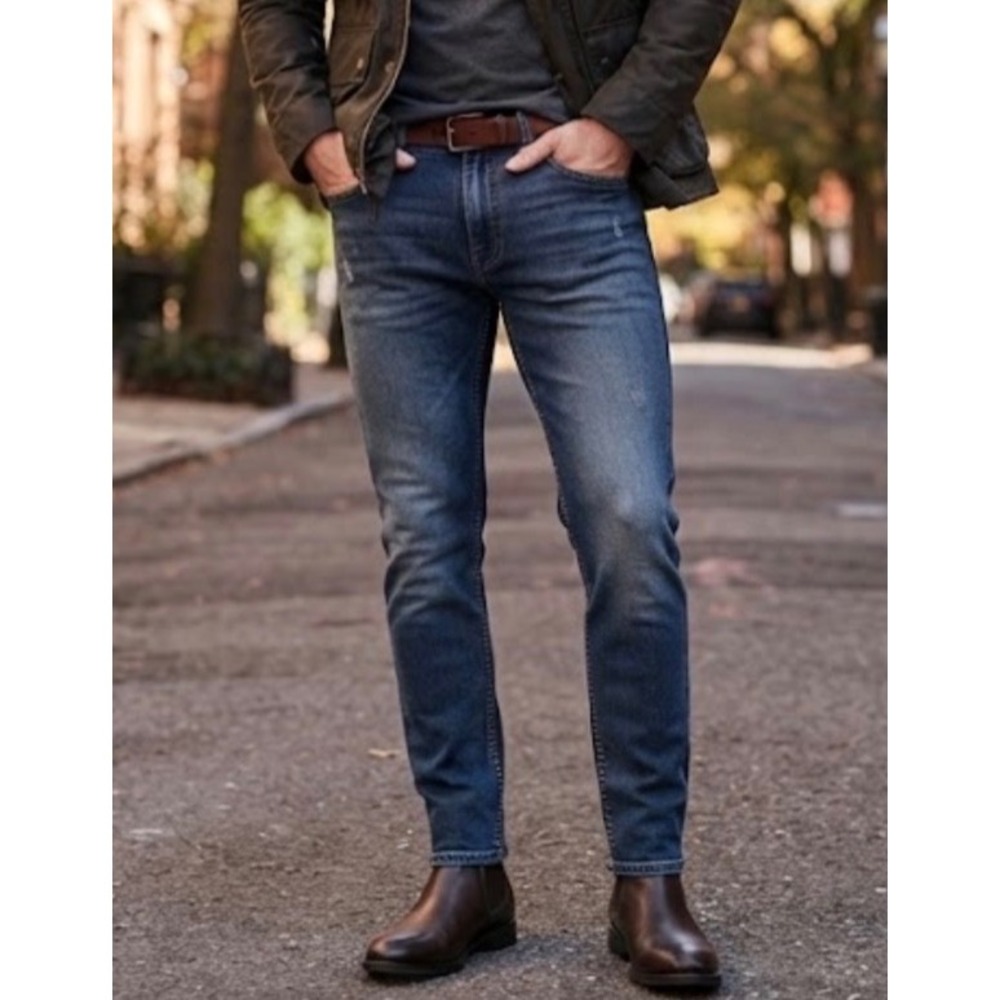 Vintage Genes Black Slim Straight Fit Jeans Mens 30x32 Blue Denim Medium Wash